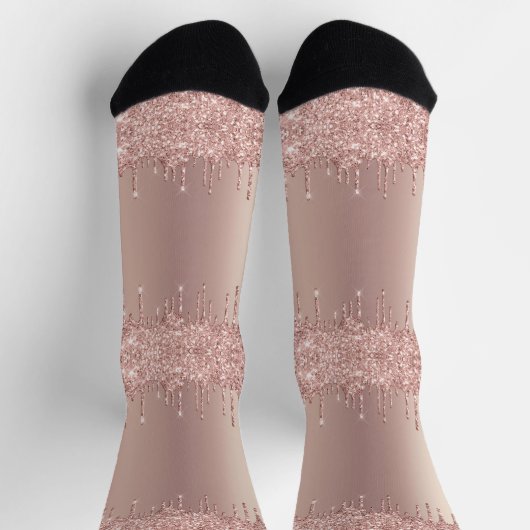 Rose Gold Blush Glitzer Sparkone Tropfen Socken Ge (Oben)