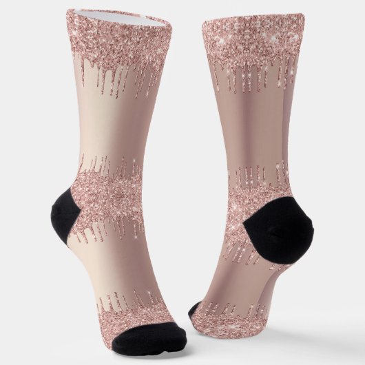 Rose Gold Blush Glitzer Sparkone Tropfen Socken Ge (Gewinkelt)