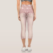 Rose Gold Blush Glitzer Sparkone Tropfen Tanz Capri Leggings (Rückseite)