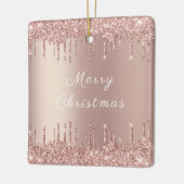 Rose Gold Blush Glitzer Sparkone Tropfen - Weihnac Keramikornament (Links)