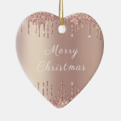 Rose Gold Blush Glitzer Sparkone Tropfen Weihnacht Keramik Ornament (Rechts)