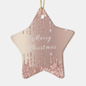 Rose Gold Blush Glitzer Sparkone Tropfen Weihnacht Keramik Ornament (Links)