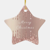 Rose Gold Blush Glitzer Sparkone Tropfen Weihnacht Keramik Ornament (Hinten)