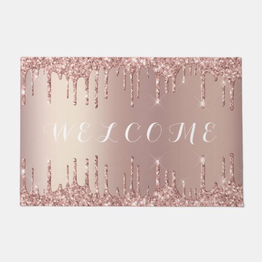 Rose Gold Blush Glitzer Sparkone Tropfen - Willkom Fußmatte (Vorderseite)