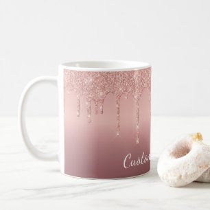 Rose Gold Blush Glitzer Tasse mit benutzerdefinier