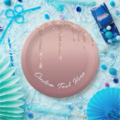 Rose Gold Blush Glitzer Textname Teller (Party)