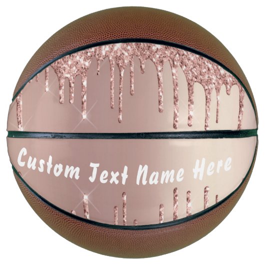 Rose Gold Blush Glitzer Tropfen Basketball Geschen (Vorderseite)