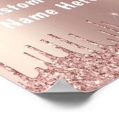 Rose Gold Blush Glitzer Tropfen Benutzerdefinierte Poster (Ecke)