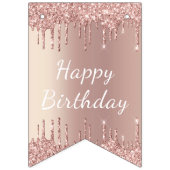 Rose Gold Blush Glitzer Tropfen - Happy Birthday Wimpelkette (Erste Fahne)