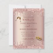 Rose Gold Blush Glitzer Tropfen Hochzeit Einladung (Vorderseite)