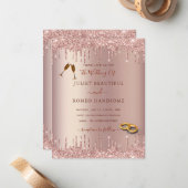 Rose Gold Blush Glitzer Tropfen Hochzeit Einladung (Vorderseite/Rückseite Beispiel)