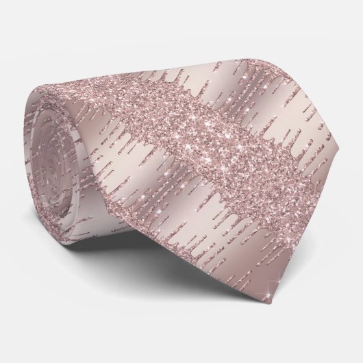 Rose Gold Blush Glitzer Tropfen Ihr Party Neck Tie Krawatte (Gerollt)