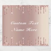 Rose Gold Blush Glitzer Tropfen Ihr Text - Name Schaumweinetikett (Einzelnes Label)