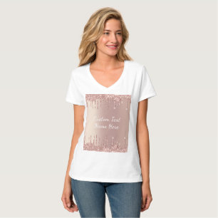 Rose Gold Blush Glitzer Tropfen Ihr Text-T - Shirt