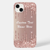 Rose Gold Blush Glitzer Tropfen Ihr Textname Case-Mate iPhone Hülle (Rückseite)