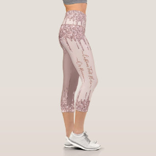 Rose Gold Blush Glitzer Tropfen Leggings - Ihr Tex