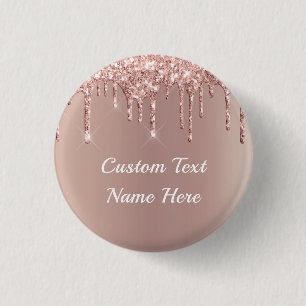 Rose Gold Blush Glitzer Tropfen Schaltfläche Button