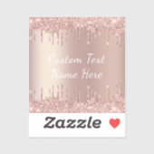Rose Gold Blush Glitzer Tropfen Sticker mit Text (Blatt)