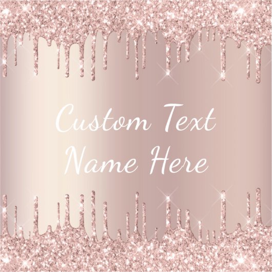 Rose Gold Blush Glitzer Tropfen Sticker mit Text (Vorderseite)