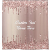 Rose Gold Blush Glitzer Tropfen Text Duschvorhang (Vorderseite)
