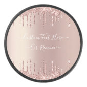 Rose Gold Blush Glitzer Tropfen Text Hockey Puck (Vorderseite)