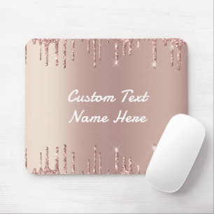 Rose Gold Blush Glitzer Tropfen Textnamenspad Mousepad
