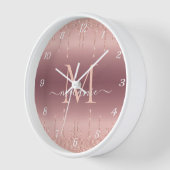 Rose Gold Blush Glitzer Uhr Individuelle Name Lett (Winkel)