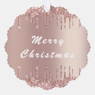 Rose Gold Blush Glitzer Weihnachtsschmuckkarte Ornament Karte