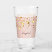 Rose gold blush gold stars name glas (Rückseite)