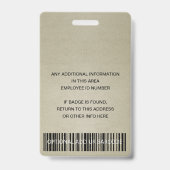 Rose GOLD BLUSH GREEN EMPLOYEE FOTO BAR CODE NAME Ausweis (Rückseite)