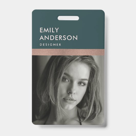 Rose GOLD BLUSH GREEN EMPLOYEE FOTO BAR CODE NAME Ausweis (Vorderseite)