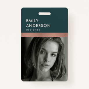 Rose GOLD BLUSH GREEN EMPLOYEE FOTO BAR CODE NAME Ausweis