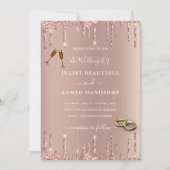 Rose Gold Blush Hochzeit Einladung Sparkle Tropfen (Vorderseite)