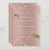 Rose Gold Blush Hochzeit Einladung Sparkle Tropfen (Vorne/Hinten)