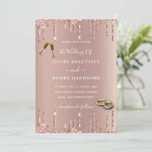 Rose Gold Blush Hochzeit Einladung Sparkle Tropfen