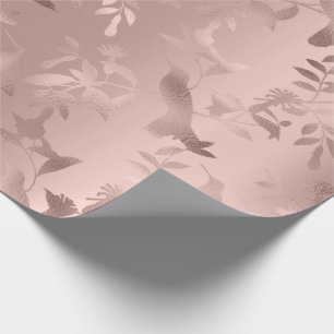Rose Gold Blush Hummingbird Blume Monochrome Geschenkpapier