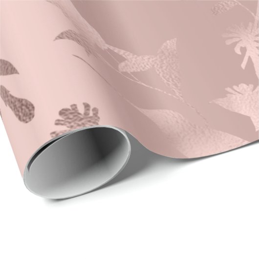 Rose Gold Blush Hummingbird Blume Monochrome Geschenkpapier (Rolleneckpunkt)