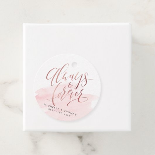 Rose Gold Blush immer und für immer Script Hochzei Geschenkanhänger (Beispiel)
