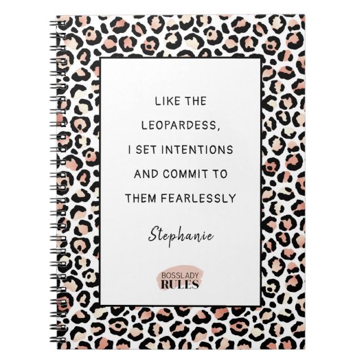 Rose Gold Blush Leopard Print Motivierend Kostenvo Notizblock (Vorderseite)