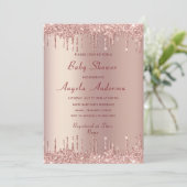 Rose Gold Blush Luxury Baby Boy Dusche Einladung (Stehend Vorderseite)