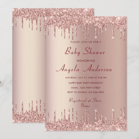 Rose Gold Blush Luxury Baby Boy Dusche Einladung (Vorne/Hinten)