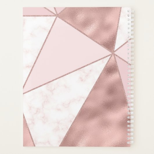Rose Gold Blush Marble Geometric Modern Name Planer (Rückseite)
