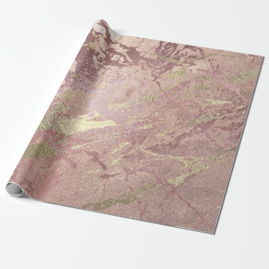 Rose Gold Blush Marble Shiny Metallic Stroke Coppe Geschenkpapier (Ungerollt)