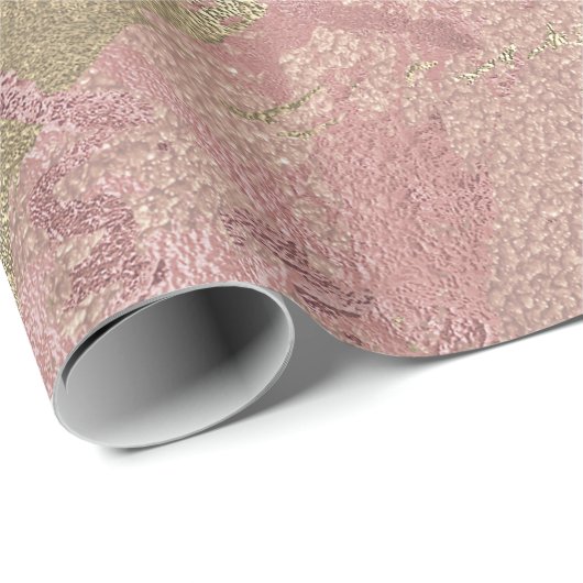 Rose Gold Blush Marble Shiny Metallic Stroke Coppe Geschenkpapier (Rolleneckpunkt)