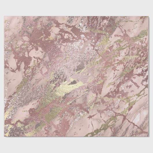 Rose Gold Blush Marmor Shiny Metallic Stroke Mauve Geschenkpapier (Flach)