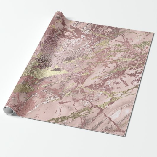 Rose Gold Blush Marmor Shiny Metallic Stroke Mauve Geschenkpapier (Ungerollt)