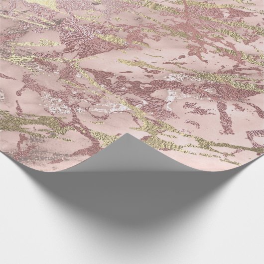 Rose Gold Blush Marmor Shiny Metallic Stroke Mauve Geschenkpapier (Ecke)