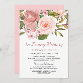 Rose Gold Blush Memorial Announcservice Einladung