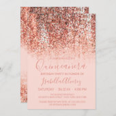 Rose Gold Blush Mermaid Glitzer Ombre Quinceañera Einladung (Vorne/Hinten)