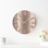 Rose Gold Blush Metal Skinny Silber römische Zahle Große Wanduhr (Zuhause)